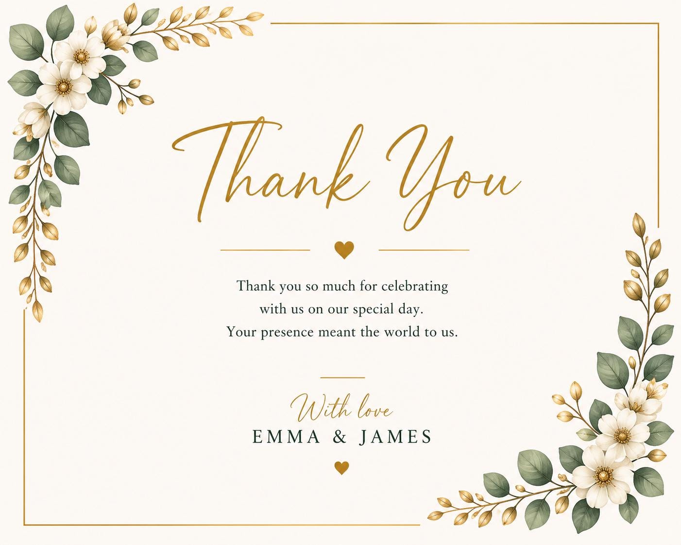 Editable Thank You Card Wedding Template Canva Printable Minimal ...