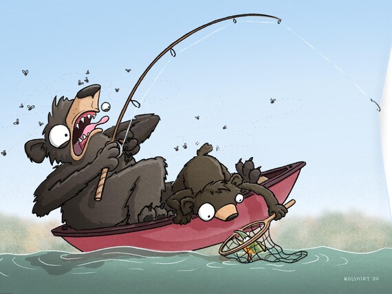 Fishing Black Bears Art Print: Limited Edition (11 X 14) - Etsy Fishing Black Bears Art Print: Limited Edition (11 X 14) - Etsy