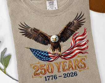 America 250 Years 1776-2026 Shirt, Patriotic Bald Eagle Flag Graphic Tee, USA Semiquincentennial Anniversary Gift for History Buffs