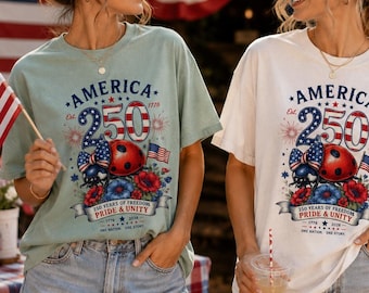 America 250 Ladybug Shirt, Patriotic 1776 2026 Graphic Tee, 250 Years Of Freedom Gift, USA Independence Day Apparel
