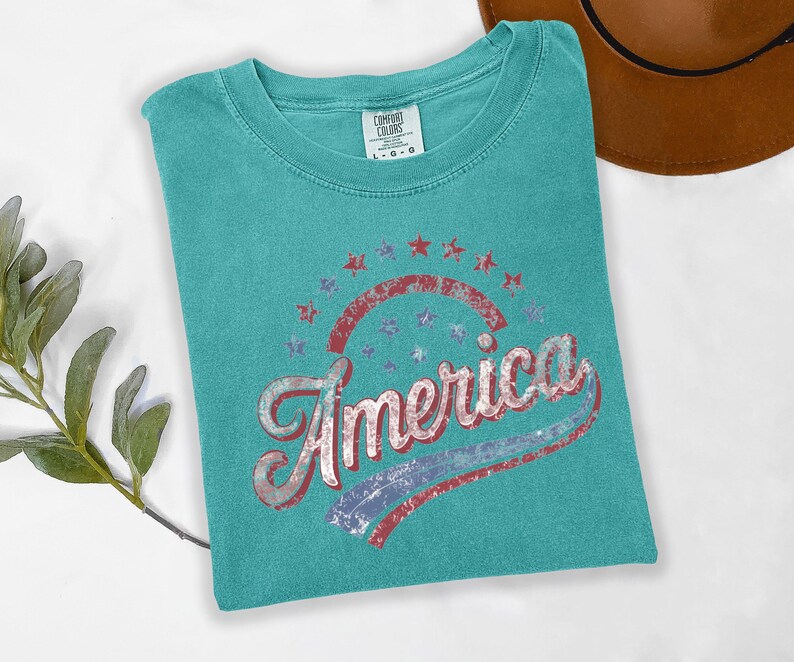America Graphic Tee, Distressed Retro Patriotic Shirt, USA 1776 Stars and Stripes Apparel, 4th of July Independence Day image 7