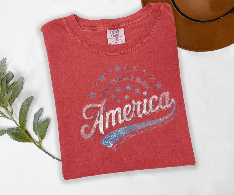 America Graphic Tee, Distressed Retro Patriotic Shirt, USA 1776 Stars and Stripes Apparel, 4th of July Independence Day image 13