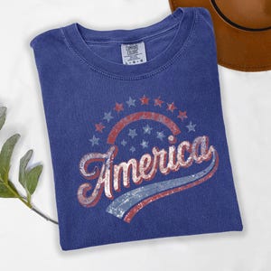 America Graphic Tee, Distressed Retro Patriotic Shirt, USA 1776 Stars and Stripes Apparel, 4th of July Independence Day image 6