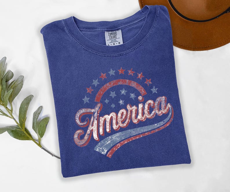 America Graphic Tee, Distressed Retro Patriotic Shirt, USA 1776 Stars and Stripes Apparel, 4th of July Independence Day image 6