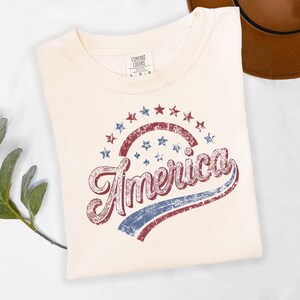 America Graphic Tee, Distressed Retro Patriotic Shirt, USA 1776 Stars and Stripes Apparel, 4th of July Independence Day image 3