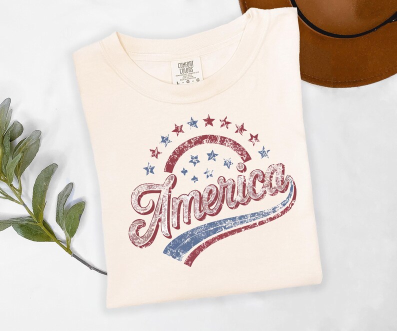 America Graphic Tee, Distressed Retro Patriotic Shirt, USA 1776 Stars and Stripes Apparel, 4th of July Independence Day image 3