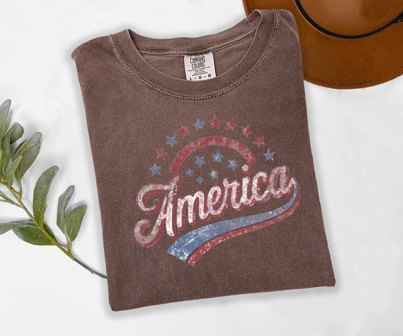 America Graphic Tee, Distressed Retro Patriotic Shirt, USA 1776 Stars and Stripes Apparel, 4th of July Independence Day image 12