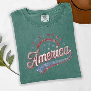 America Graphic Tee, Distressed Retro Patriotic Shirt, USA 1776 Stars and Stripes Apparel, 4th of July Independence Day image 8
