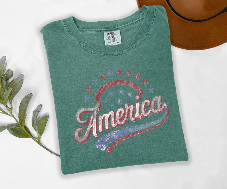 America Graphic Tee, Distressed Retro Patriotic Shirt, USA 1776 Stars and Stripes Apparel, 4th of July Independence Day image 8