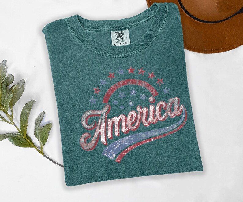 America Graphic Tee, Distressed Retro Patriotic Shirt, USA 1776 Stars and Stripes Apparel, 4th of July Independence Day image 14