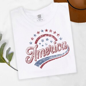 America Graphic Tee, Distressed Retro Patriotic Shirt, USA 1776 Stars and Stripes Apparel, 4th of July Independence Day image 5