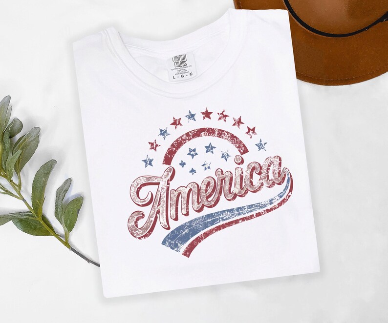 America Graphic Tee, Distressed Retro Patriotic Shirt, USA 1776 Stars and Stripes Apparel, 4th of July Independence Day image 5