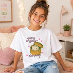 Dumpling Barn T-shirt | Söta Dumpling Rosa Stjärnor