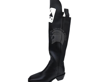 Handmade Black Leather Polo Boots | Ace of Spades Custom Equestrian Riding Boots