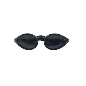 Gladiator Black Oval Semi-Rimless Sunglasses: Vintage 90s Futuristic Y2K Eyewear