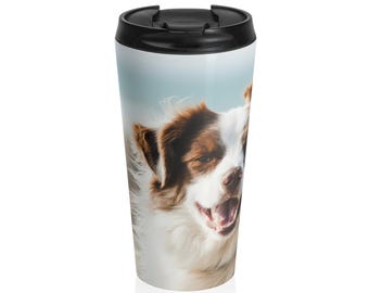 Tazza da viaggio personalizzata con ritratto di animale domestico – Tazza termica personalizzata per caffè con cane e gatto, idea regalo
