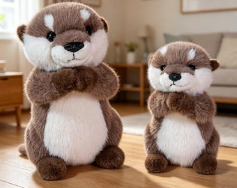 Hugging Otter Plush Toy, Magnetic Couple Otter Doll, Soft Cozy Stuffed Animal, Cute Comfort Gift for Kids Home Decor