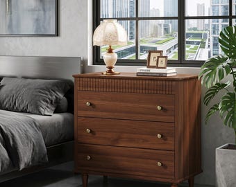 Oversized Farmhouse Nightstand: 3-Drawer Engineered Wood Bedside Table