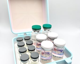 Caja de almacenamiento de viales de péptidos de 14 unidades y varios tamaños