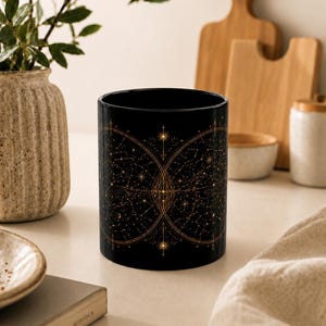 Celestial Star Map Mug | Black Constellation Coffee Cup | Gold Night Sky Design | Stargazer Gift