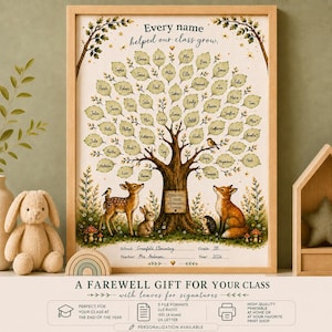 Personalized  Last Day of School Memory Tree Printable | Class Signature Poster | Woodland Classroom Keepsake | Graduation Autograph Tree