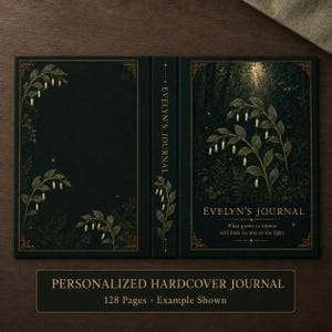 Personalized Hardcover Journal | Custom Plant, Name & Quote | Botanical Lined Notebook | Shadow Work Diary | Unique Gift for Her