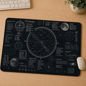 Deep Space Archive Desk Mat | Celestial Navigation Mouse Pad | Astronomy Gaming Desk Pad | Cosmic Workspace Decor | XL mouse pad