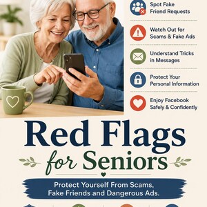 Facebook Red Flags Guide for Seniors | Scam Warning, Internet Safety (PDF Download)