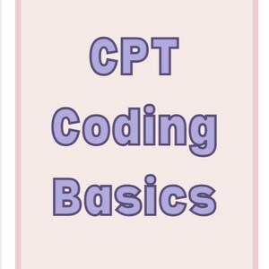 Op de afbeelding: Een rechthoekig bord met een lichtroze achtergrond en een donkerroze rand. De tekst CPT Coding Basics staat in het midden gedrukt in een vet, paars, schreefloos lettertype met een lichtpaarse omlijning, duidelijk zichtbaar tegen de lichte achtergrond.