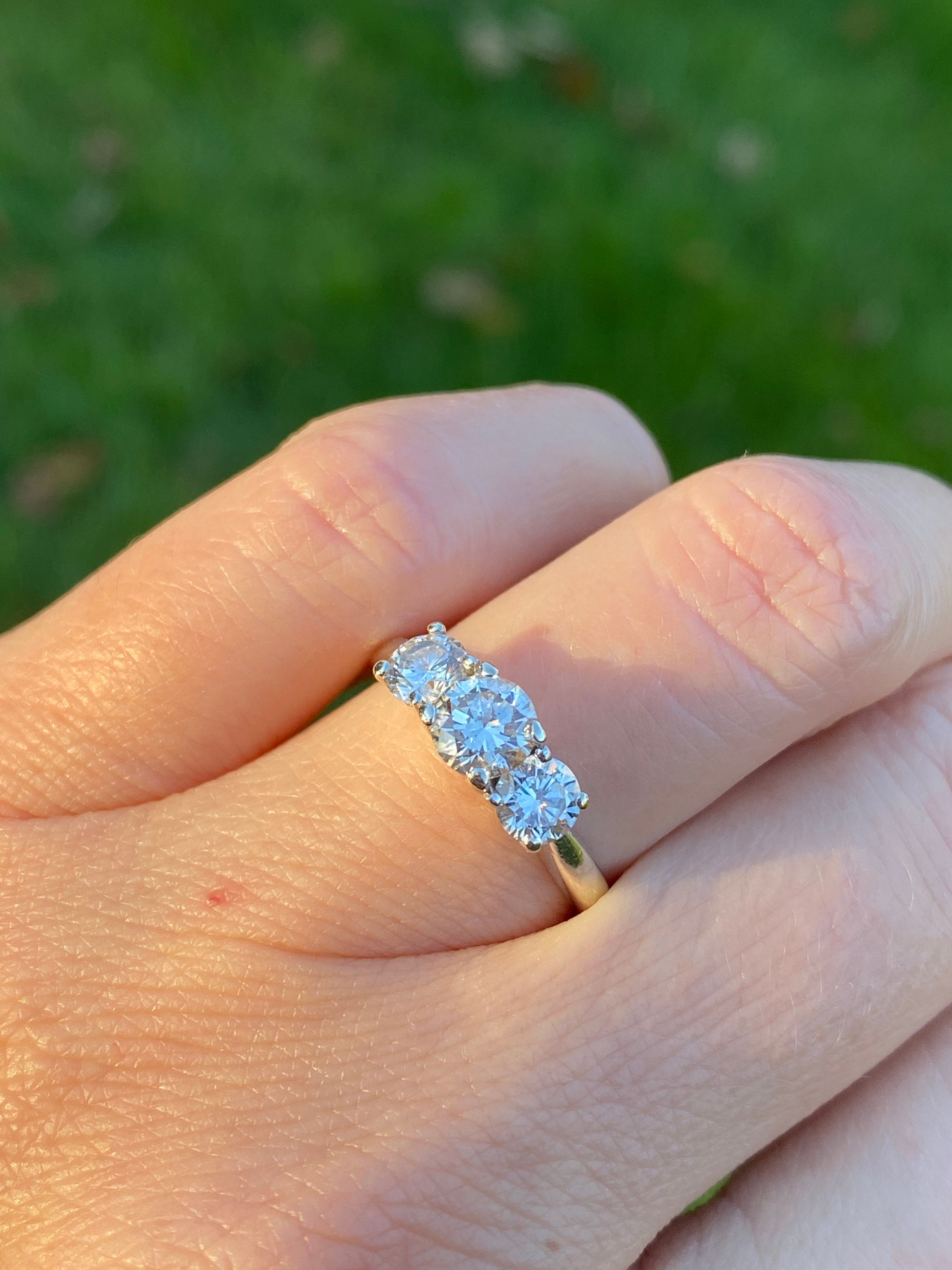 1.24 Carat Past Present Future Diamond 