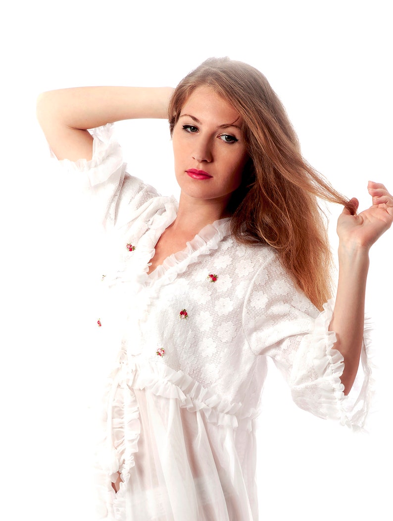 Nightdress Nightwear Nightie White Lace Vintage Bridal Nightgown Lingerie Sleepwear