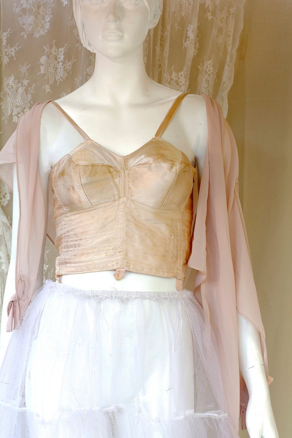 Vintage 40s Bullet Bra, Bustier Top, Corset Crop T