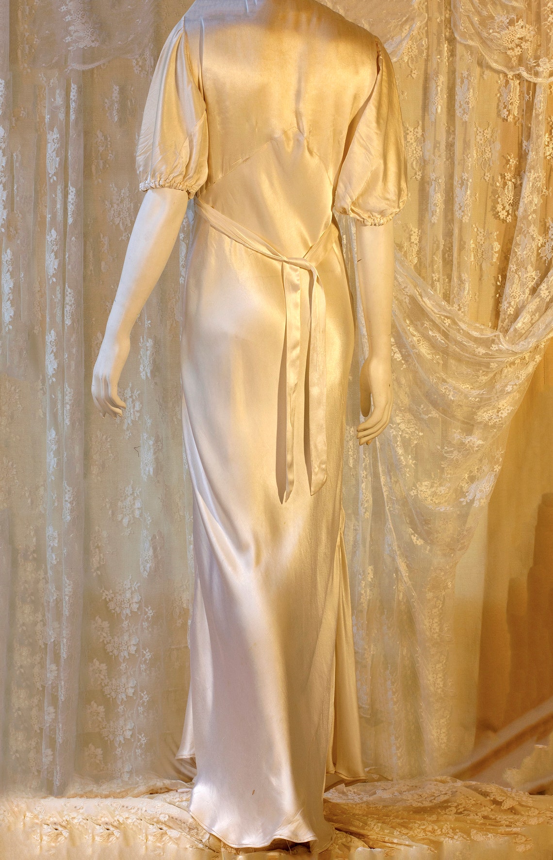 Vintage Lingerie 30's Creamy Rayon Satin Nightgown Gown Etsy