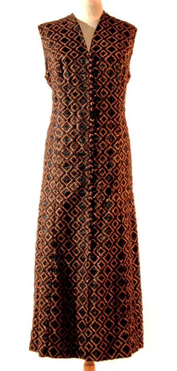 Copper Dress Metallic Copper Dress Party 70s Cockt