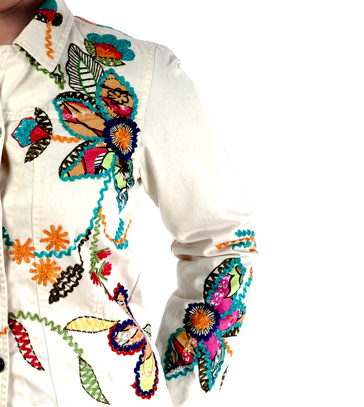 white denim jacket embroidered
