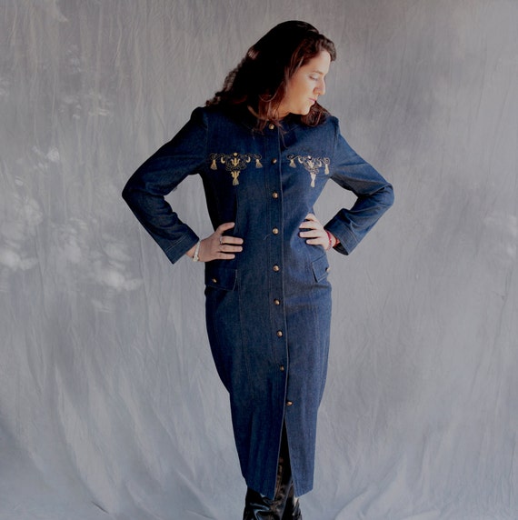 dark blue denim dress
