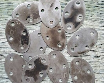 12pcs, oval, 4hole blank, artisan, steel, metal, connector, link, paint, stamp, emboss, texture, jewelry making, mixed media, RHW0004