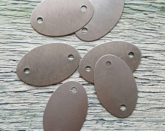 6pcs, 2-hole, oval, blank, raw, metal, steel, emboss, texture, paint, jewelrymaking, craft, mixed media, art, #SHW0007