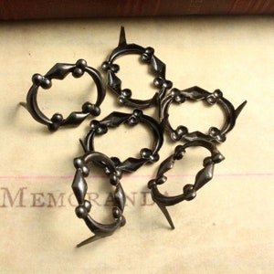 20pcs, rivet, prongs, fastener, dotted, oval, frame, metal, blackened steel, artemetal, vintaj, #ADV023