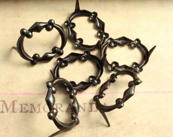 20pcs, rivet, prongs, fastener, dotted, oval, frame, metal, blackened steel, artemetal, vintaj, #ADV023