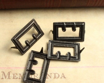 ADV032-4 Rectangle Buckle Decorivets - Vintaj Arte Metal OS