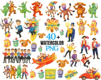 The Wiggles Watercolor Clipart PNG Bundle | Kids Cartoon Nursery Illustration | Music Group Sublimation Design