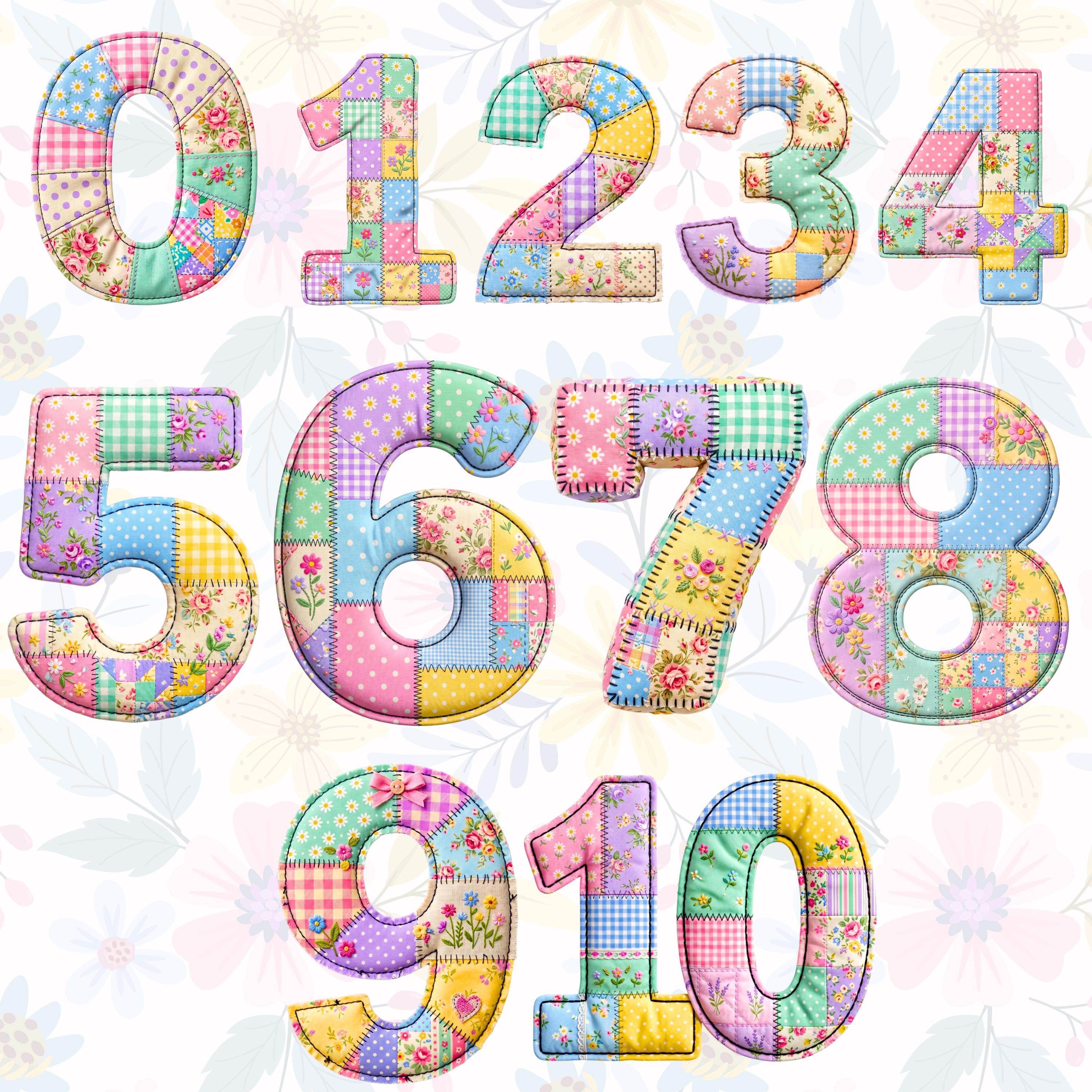 Patchwork Numbers 90 Faux Patchwork Alphabet PNG Bundle, Quilted ABC Letters & Numbers ...