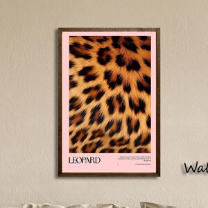 Pink Wildlife Wall Art, Leopard Photography Print, Animal Pattern Poster, Editorial Fashion Decor, Bold Maximalist Dressing Room