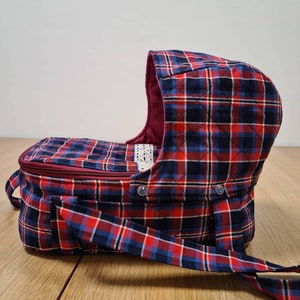 Baby doll basket Tartan basket Doll bed Doll accessories Doll 14&quot;