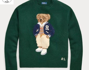 polo Ralph Lauren Teddy Bear Sweater woman Black Knit  Bear Sweatshirt