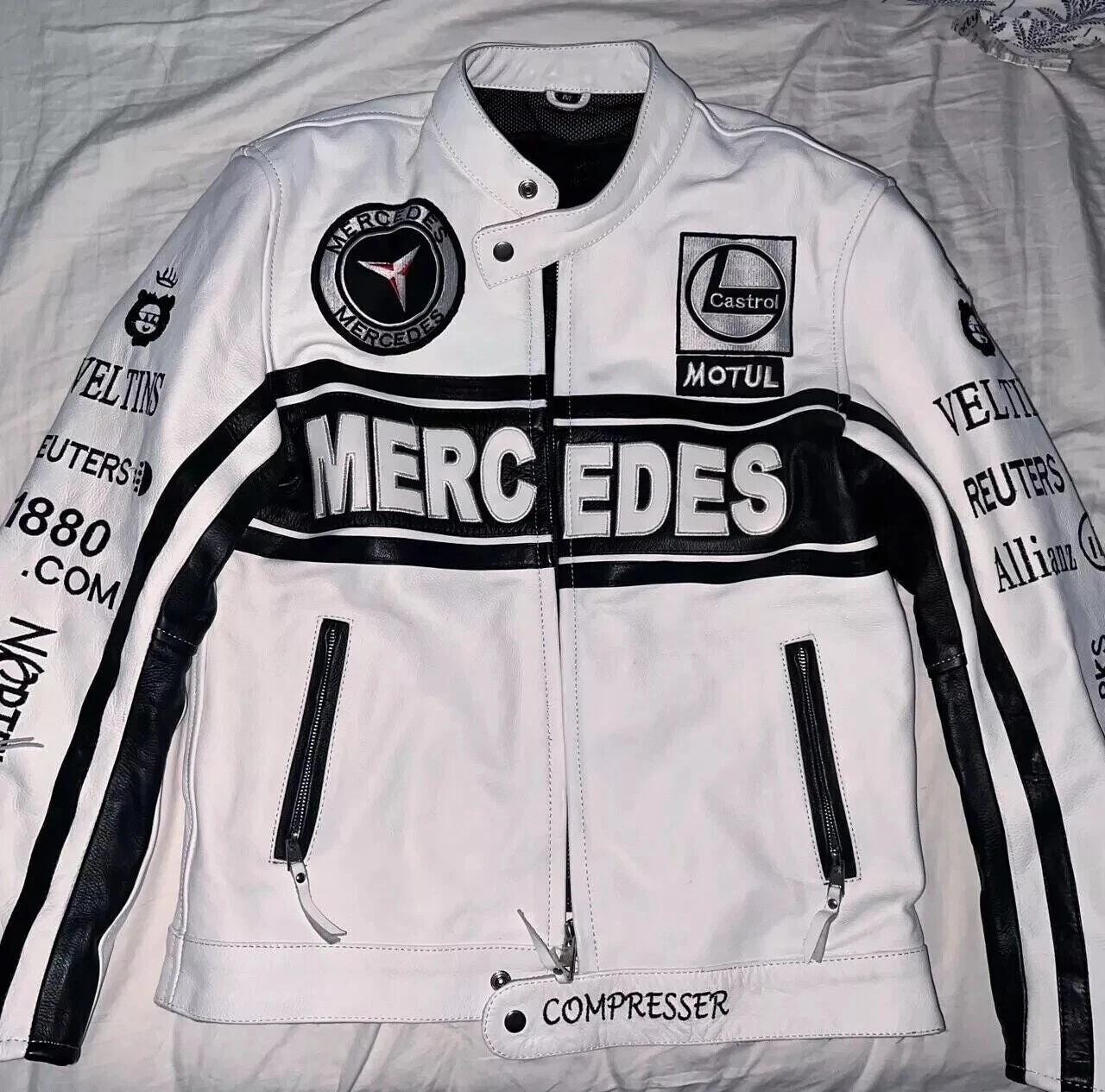 Mercedes Leather Jacket Retro Racing Jacket Mercedes Motorsport