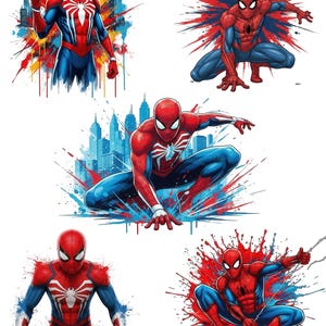 Spiderman PNG Clipart Bundle, 75 PNG Files, Superhero PNG Bundle, Transparent Background, Sublimation Design, Instant Download image 3