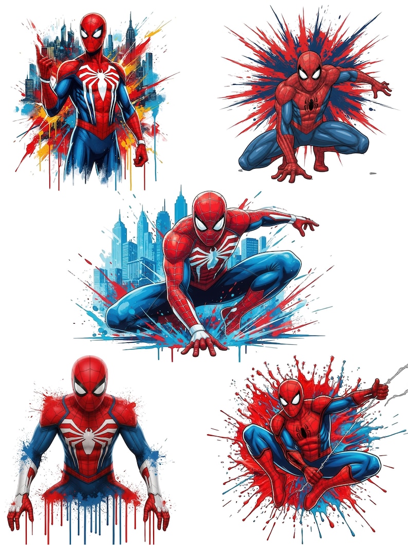 Spiderman PNG Clipart Bundle, 75 PNG Files, Superhero PNG Bundle, Transparent Background, Sublimation Design, Instant Download image 3