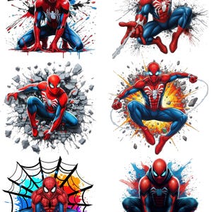 Spiderman PNG Clipart Bundle, 75 PNG Files, Superhero PNG Bundle, Transparent Background, Sublimation Design, Instant Download image 4